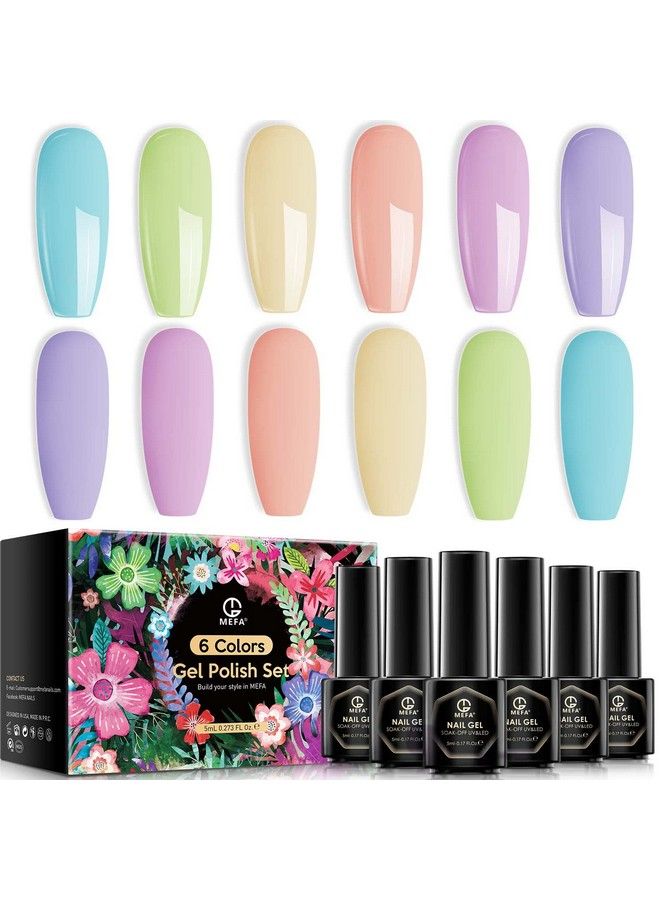 Cream Gel Nail Polish Set Macaron Soft Pastel Green Pink Blue Purple Lavender Yellow Spring Summer Soak Off Long Lasting Starter Kit Nail Art Trend Colors Diy Design Salon Manicure Easter Gift Mefa