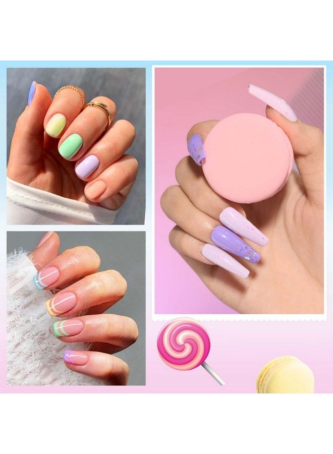 Cream Gel Nail Polish Set Macaron Soft Pastel Green Pink Blue Purple Lavender Yellow Spring Summer Soak Off Long Lasting Starter Kit Nail Art Trend Colors Diy Design Salon Manicure Easter Gift Mefa
