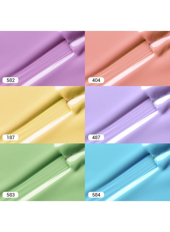 Cream Gel Nail Polish Set Macaron Soft Pastel Green Pink Blue Purple Lavender Yellow Spring Summer Soak Off Long Lasting Starter Kit Nail Art Trend Colors Diy Design Salon Manicure Easter Gift Mefa