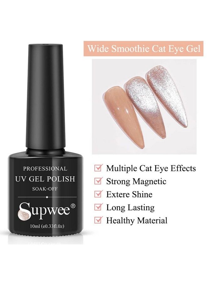 Smoothie Wide Cat Eye Gel Nail Polish Magnetic Gel Polish 10Ml Cat Eye Nail Polish Soak Off Uv/Led Gel Cat Eye Polish With Magnetic Stick