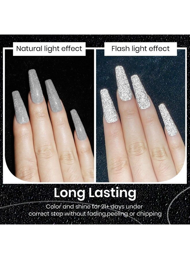 10Ml Reflective Glitter Gel Nail Polish Sparkling Diamond Nail Polish Gel Silver Nail Polish Soak Off Uv Gel