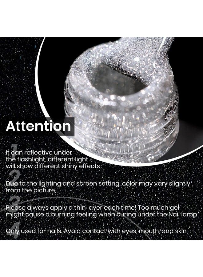 10Ml Reflective Glitter Gel Nail Polish Sparkling Diamond Nail Polish Gel Silver Nail Polish Soak Off Uv Gel