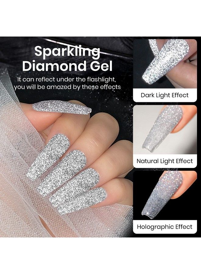 10Ml Reflective Glitter Gel Nail Polish Sparkling Diamond Nail Polish Gel Silver Nail Polish Soak Off Uv Gel