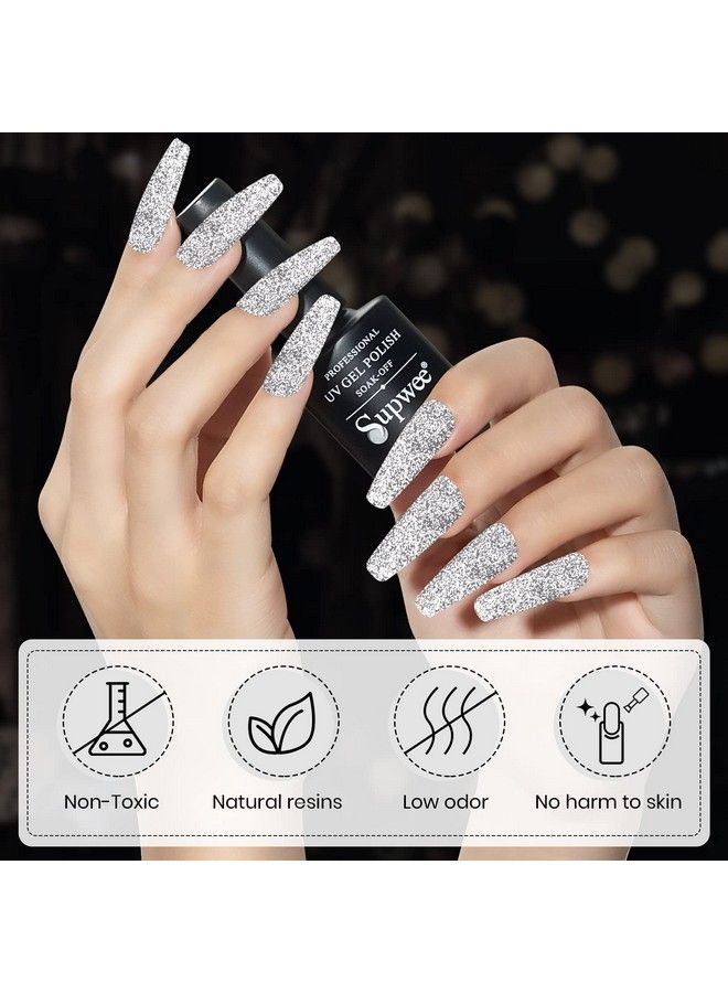 10Ml Reflective Glitter Gel Nail Polish Sparkling Diamond Nail Polish Gel Silver Nail Polish Soak Off Uv Gel