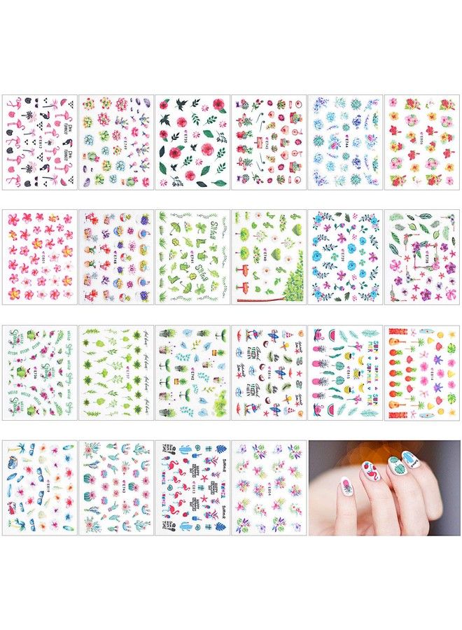 2000+ Pieces Nail Art Stickers Adhesive 3D Nail Decals Stickers Leaf Flower Butterfly Nail Stickers With Tweezers For Women Girls Diy Nails Decorations Favors (Summer Themed Series)