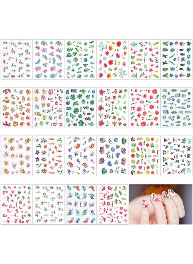 2000+ Pieces Nail Art Stickers Adhesive 3D Nail Decals Stickers Leaf Flower Butterfly Nail Stickers With Tweezers For Women Girls Diy Nails Decorations Favors (Summer Themed Series)