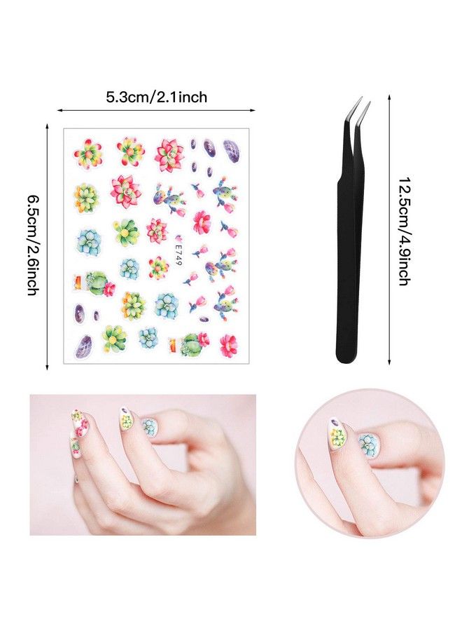2000+ Pieces Nail Art Stickers Adhesive 3D Nail Decals Stickers Leaf Flower Butterfly Nail Stickers With Tweezers For Women Girls Diy Nails Decorations Favors (Summer Themed Series)