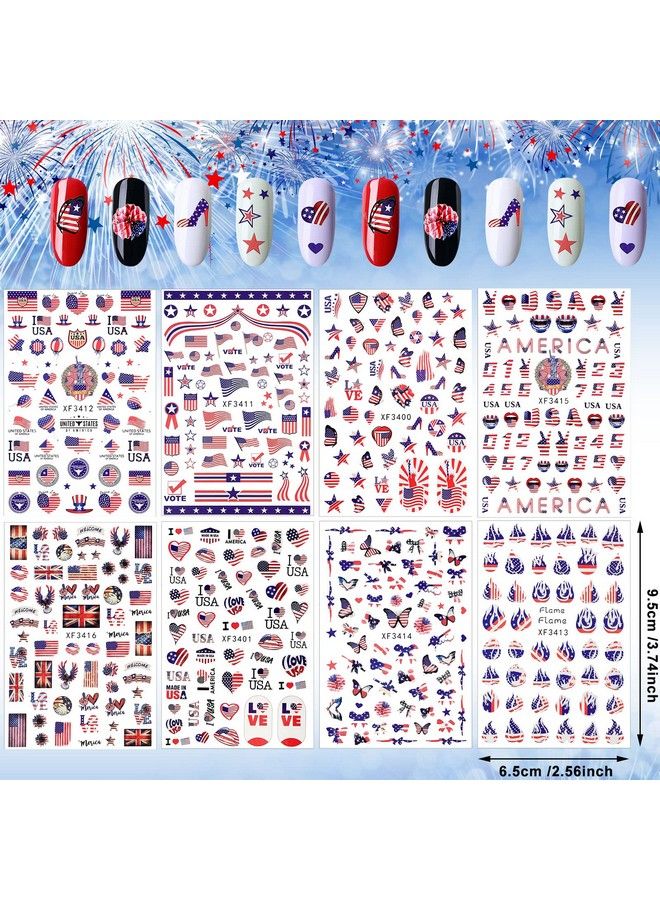 16 Sheets 4Th Of July Nail Stickers Independence Day Nail Art Stickers Patriotic American Flag Nail Stickers I Love America Nail Stickers Selfadhesive Nail Decals Manicure Sticker For Memorial Day