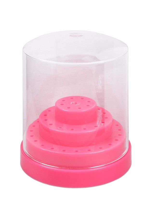 Nail Drill Bit Holder Stand Display Organizer Dust Proof Storage Container Box Case Tools For Home Use Or Nail Salon (48 Holes Pink)