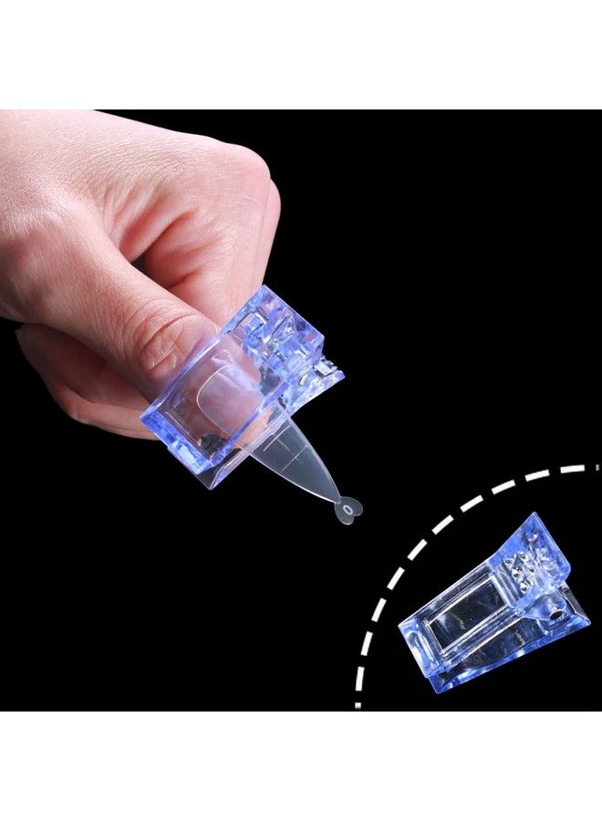 10Pcs Nail Tips Clip For Quick Building Polygel Nail Forms Nail Clips For Polygel Finger Nail Extension Uv Led Builder Clamps Manicure Nail Art Tool Dark Blue Color