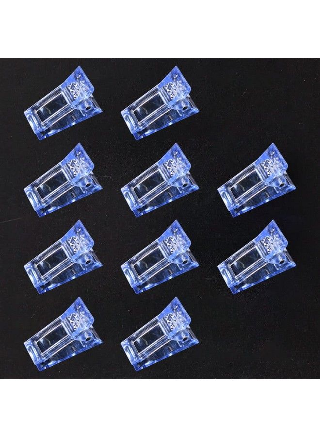 10Pcs Nail Tips Clip For Quick Building Polygel Nail Forms Nail Clips For Polygel Finger Nail Extension Uv Led Builder Clamps Manicure Nail Art Tool Dark Blue Color