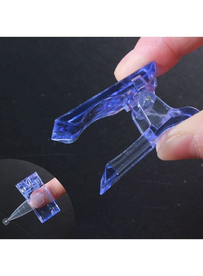 10Pcs Nail Tips Clip For Quick Building Polygel Nail Forms Nail Clips For Polygel Finger Nail Extension Uv Led Builder Clamps Manicure Nail Art Tool Dark Blue Color