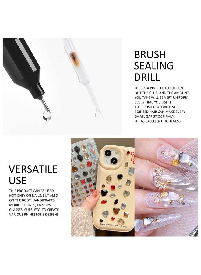 2 Pcs Nail Rhinestone Glue Nail Glue Pen Resin Polishing Agentadhesive Resin Crystal Polish Decor Adhesive Decoration Gem Crystal Diamond Jewelry Need Lights 10Ml