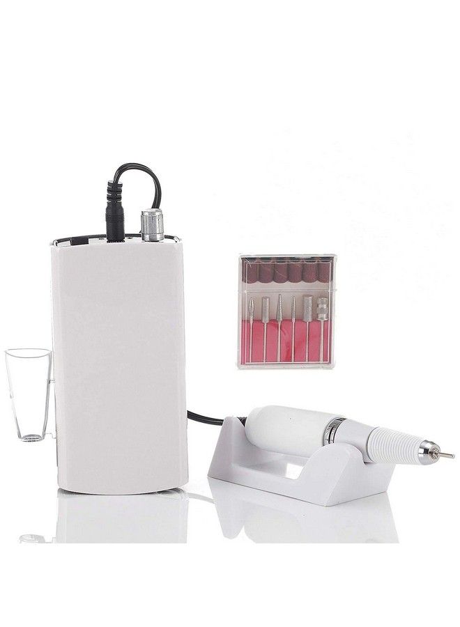 Portable Nail Drill Machine Rechargeable Electric Nail File For Acrylic (Pure White)
