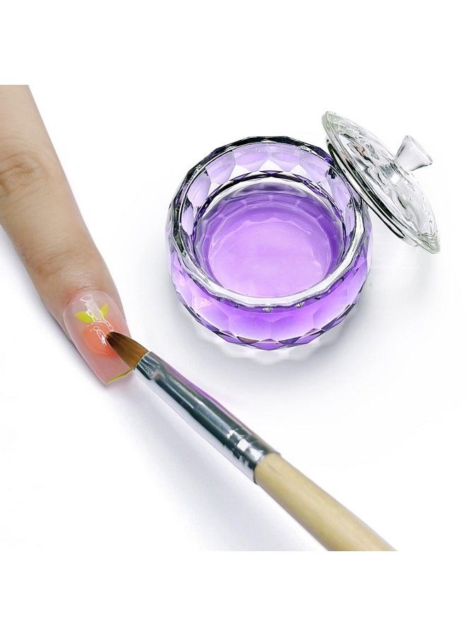 Round Crystal Clear Acrylic Liquid Powder Glass Dappen Dish Glass Cup W Cap Lid Bowl For Acrylic Nail Art Transparent Kit Hjnapb013