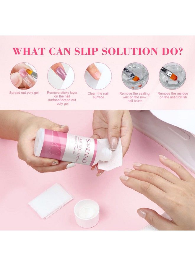 Slip Solution Poly Gel Nail Kit120Ml Slip Solution For Poly Gel Nail Extension Liquid Solution Antistick Tools With Nail Art Brush Starter Kit For Poly Extension Nails Shaping Home Diy