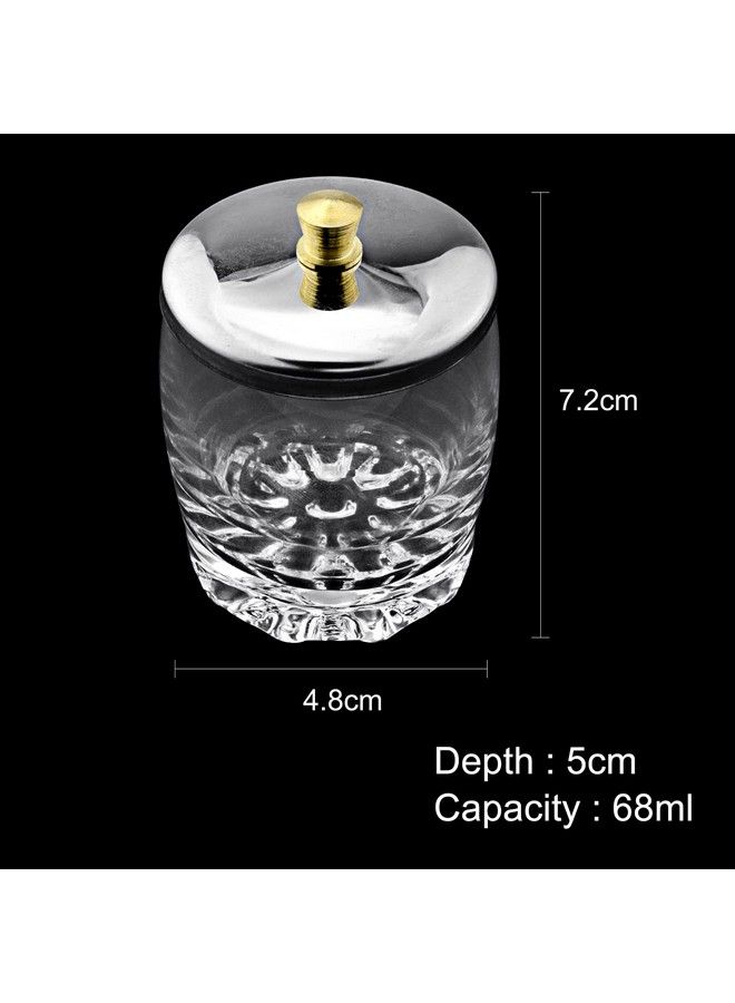 Crystal Disinfection Glass Cup Acrylic Liquid Powder Dappen Dish With Stainless Steel Metal Lid Glassware Tool For Nail Arthjnapb028