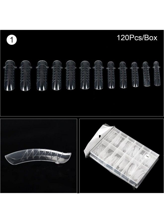 120Pcs Clear Full Cover Dual Nail System Form Uv Gel Acrylic Nail Art Mold Artificial Nail Tips With Scale For Extension (Model 1)