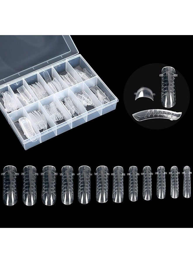 120Pcs Clear Full Cover Dual Nail System Form Uv Gel Acrylic Nail Art Mold Artificial Nail Tips With Scale For Extension (Model 1)