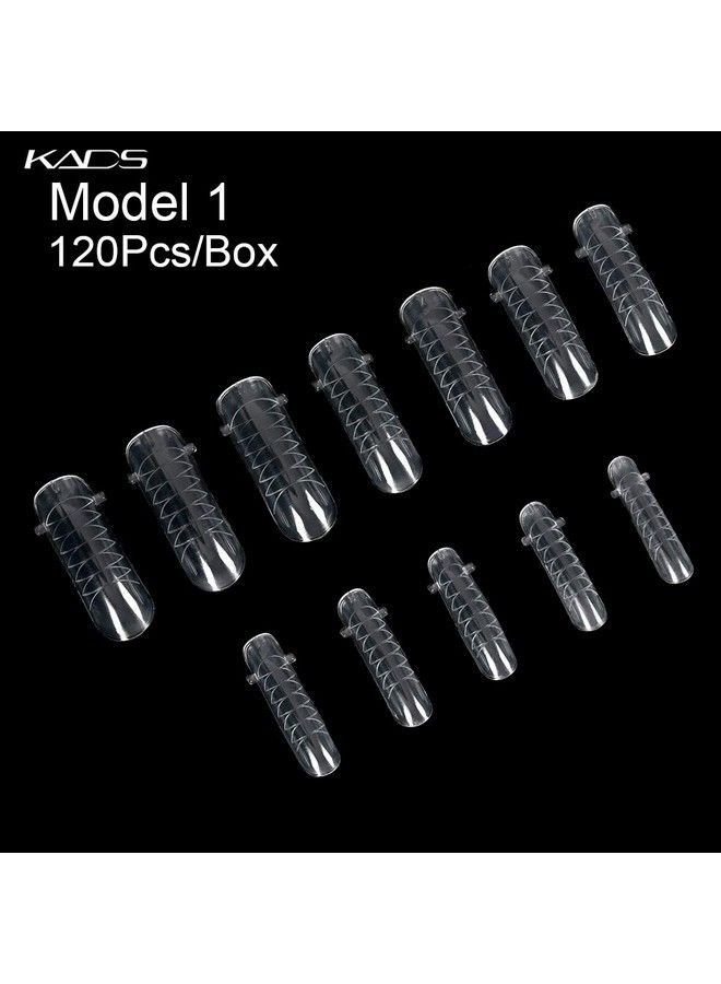 120Pcs Clear Full Cover Dual Nail System Form Uv Gel Acrylic Nail Art Mold Artificial Nail Tips With Scale For Extension (Model 1)