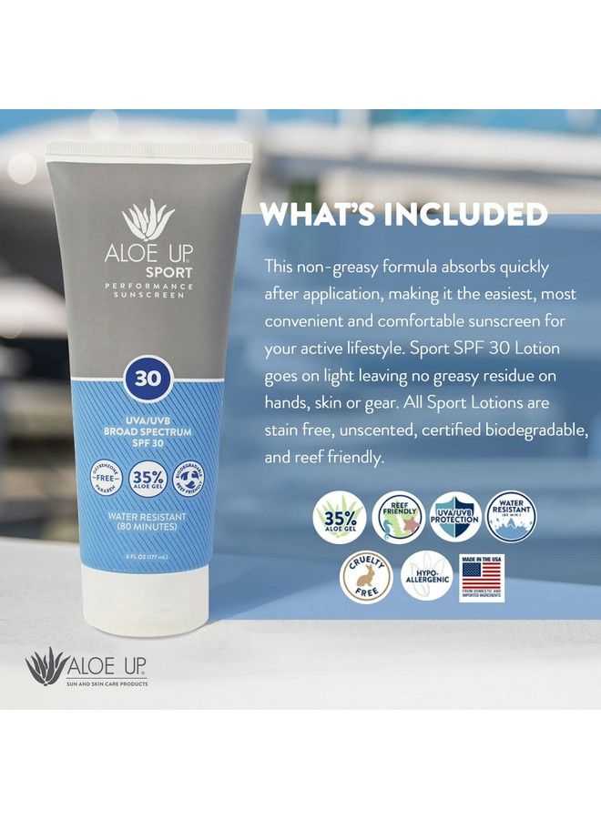Sport Collection Spf 30 Sunscreen Unscented Sunscreen Protects From Uv With Aloe/Quickdrying Nongreasy Lotion Safe For Face Or Body/Reef Safe Made In Usa / 6 Oz
