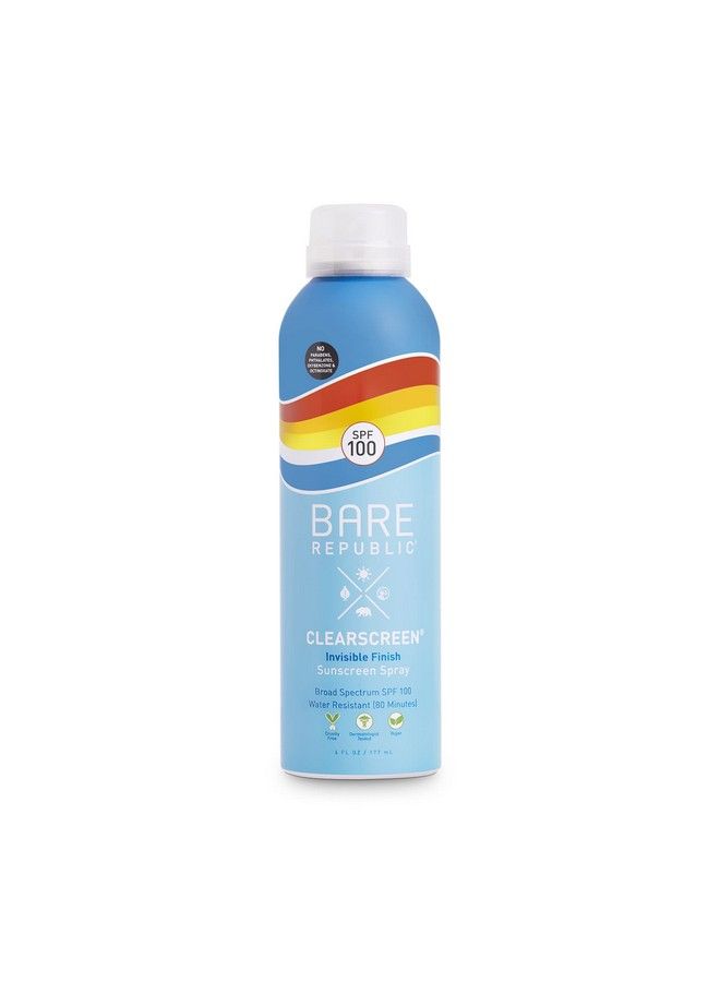 Clearscreen Sunscreen Spf 100 Sunblock Spray Water Resistant With An Invisible Finish 6 Fl Oz