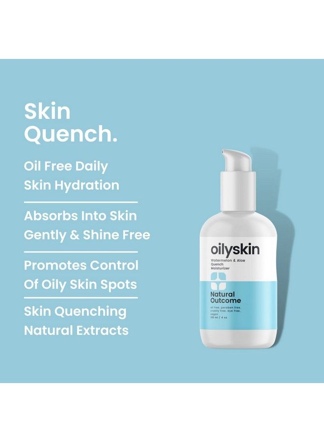 Oily Skin Moisturizer : Oil Free Daily Facial Moisturizer Gel w/Hyaluronic Acid : Watermelon & Aloe Vera Hydrating Face Lotion : NonGreasy Lotion for Oily Skin Types : 4 oz