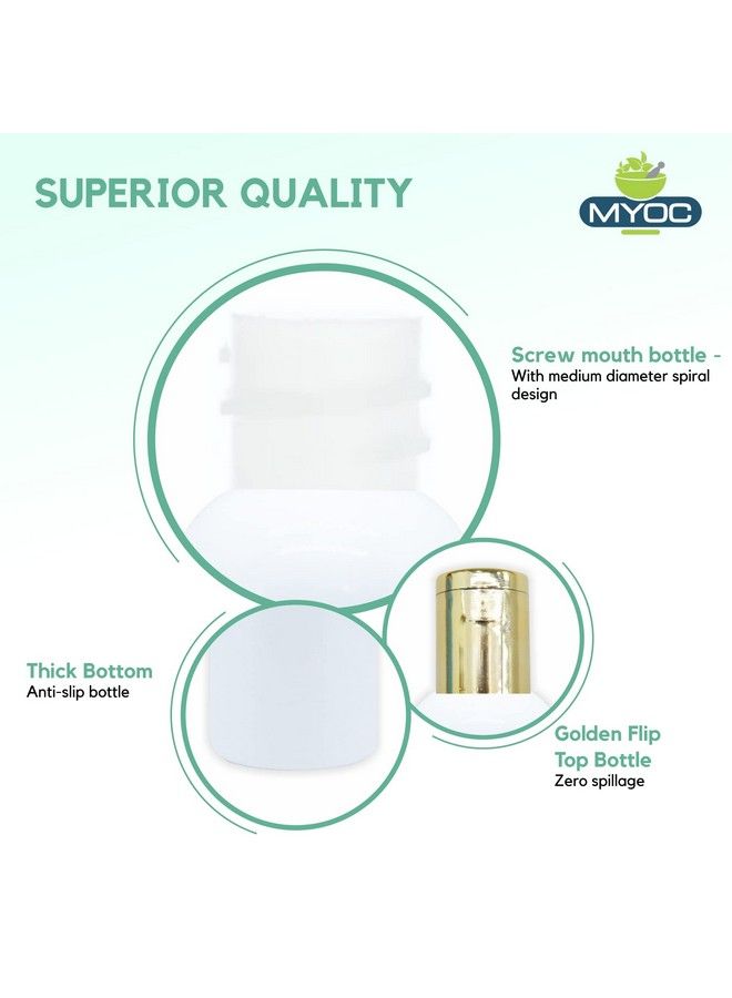 White Cosmetic Grade Hdpe Golden Fliptop Cap Refillable & Reusable Portable Container Empty Storage Bottle For Preparations Of Shampoo Massage & Hair Oil For Multipurpose Use 100Ml (Pack Of 6)