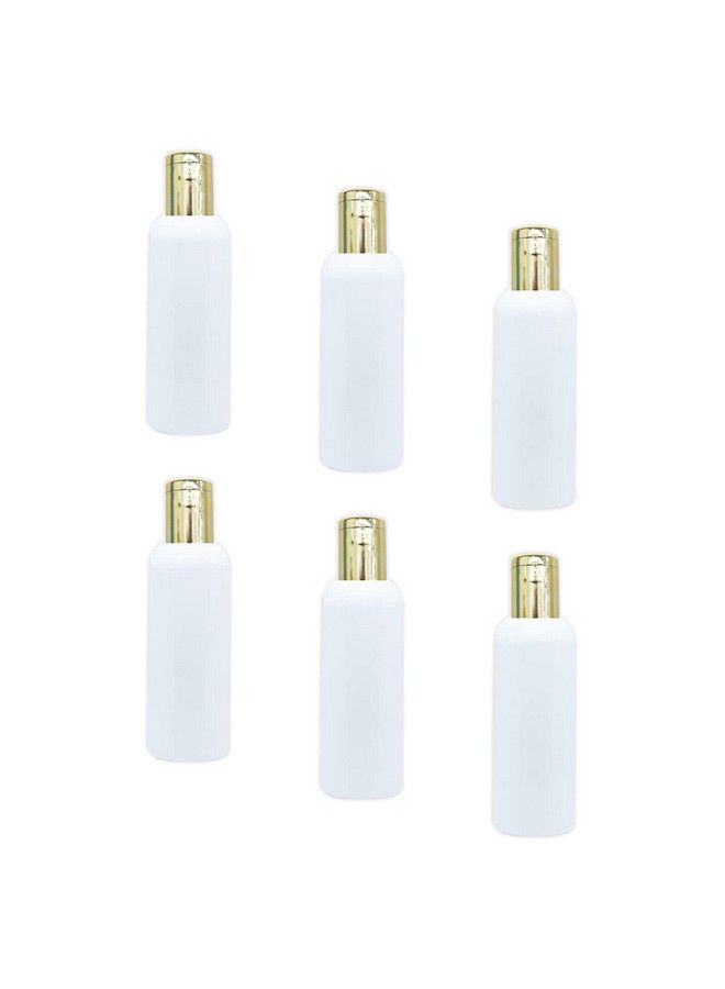 White Cosmetic Grade Hdpe Golden Fliptop Cap Refillable & Reusable Portable Container Empty Storage Bottle For Preparations Of Shampoo Massage & Hair Oil For Multipurpose Use 100Ml (Pack Of 6)