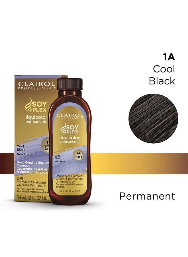 Permanent Liquicolor For Dark Hair Color 1A Cool Black 2 Oz