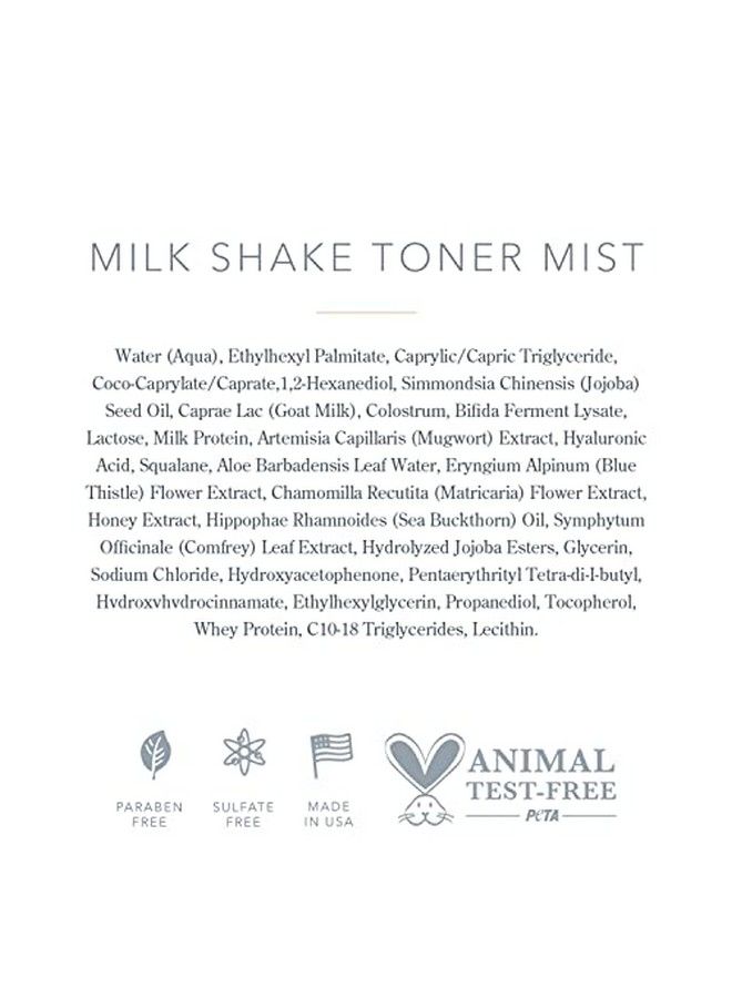 Milk Shake Hyaluronic Acid & Squalane Facial Toner Mist Nourishing Goat Milk Hydrating Jojoba Oil & Soothing Mugwort Hyaluronic Acid Locks In Moisture Toner 8.1 Oz