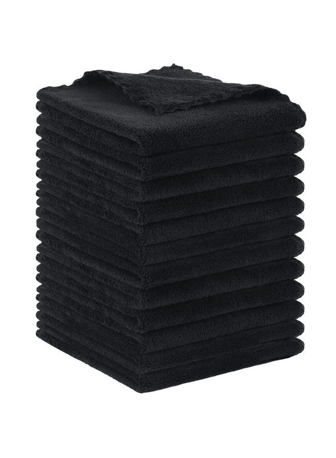 Microfiber Face Cloth Reusable Makeup Remover Facial Cleansing Towel Ultra Soft Face Washcloth 11Inchx 11Inch (12Pack Black)