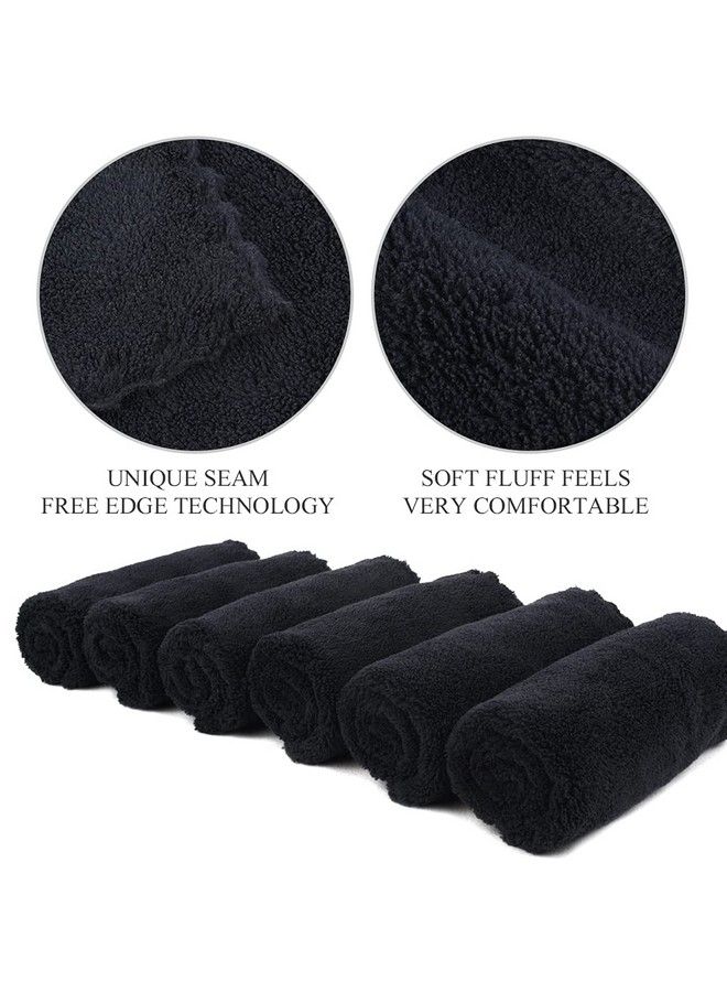 Microfiber Face Cloth Reusable Makeup Remover Facial Cleansing Towel Ultra Soft Face Washcloth 11Inchx 11Inch (12Pack Black)