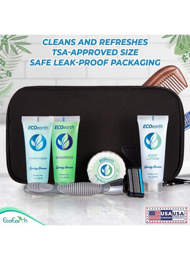 Hotel Toiletries Bundle (Spring Breeze 1 Oz Each 100 Pieces) 4Piece Set: 25 Round Bar Soap 25 Shampoo 25 Conditioner & 25 Body Lotion Bulk Mini Guest Amenities