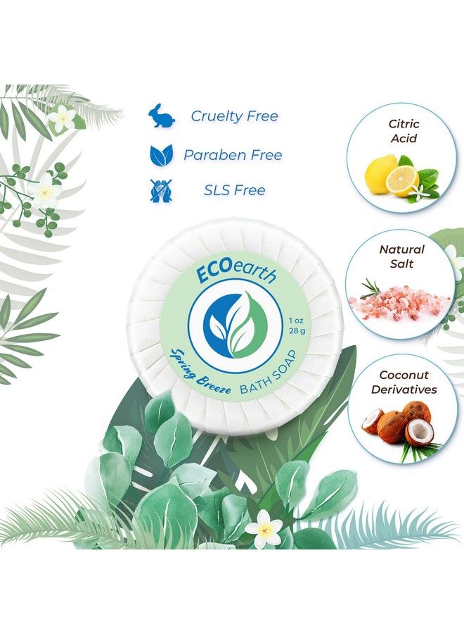Hotel Toiletries Bundle (Spring Breeze 1 Oz Each 100 Pieces) 4Piece Set: 25 Round Bar Soap 25 Shampoo 25 Conditioner & 25 Body Lotion Bulk Mini Guest Amenities