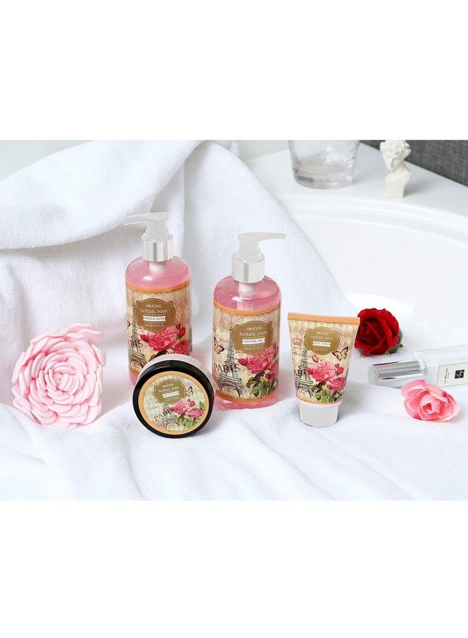 Heel Shoe Rose Scented Home Relaxation Fragrance Spa Gift Basket Set For Woman Bath And Body Basket 5 Pcs Body Lotion & Butter Shower Gel Bubble Bath Mothers Gift For Wife Girlfriend