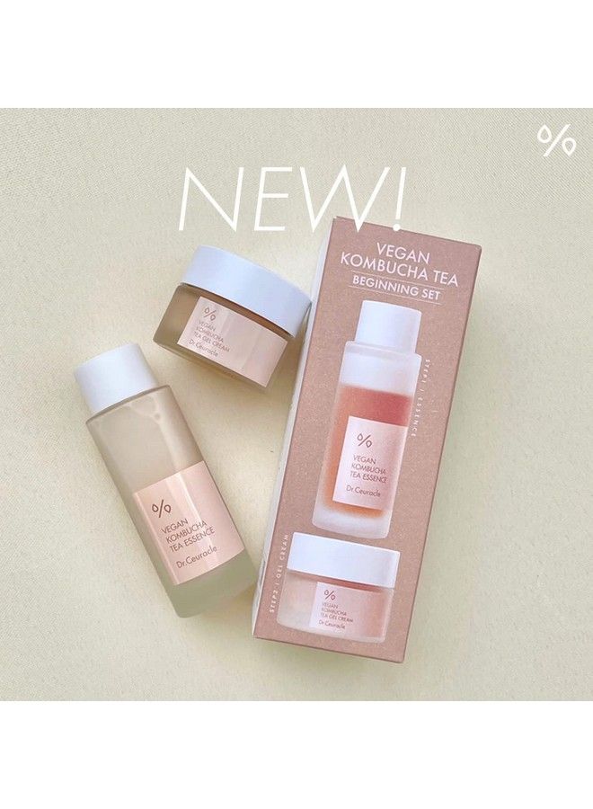 Dr.Ceuracle Vegan Kombucha Beginning Setㅣvegan Starter Kit Tea Essence(50Ml/1.69 Fl Oz) Gel Cream(30G/1.05 Fl Oz) ㅣkombucha Extract(Fermented Black Tea) ㅣhydrating & Healthy Complexion