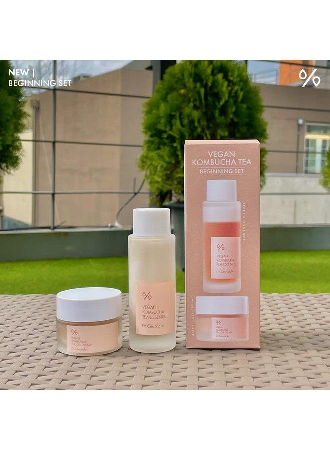Dr.Ceuracle Vegan Kombucha Beginning Setㅣvegan Starter Kit Tea Essence(50Ml/1.69 Fl Oz) Gel Cream(30G/1.05 Fl Oz) ㅣkombucha Extract(Fermented Black Tea) ㅣhydrating & Healthy Complexion