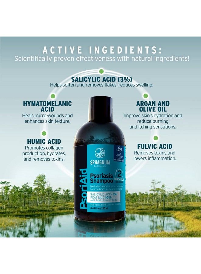 Medicated Psoriasis Shampoo And Conditioner Set Salicylic Acid 3% And Peat Mud Shampoo Together With Argan And Olive Oil Condtioner. 2 X 8.45 Fl. Oz
