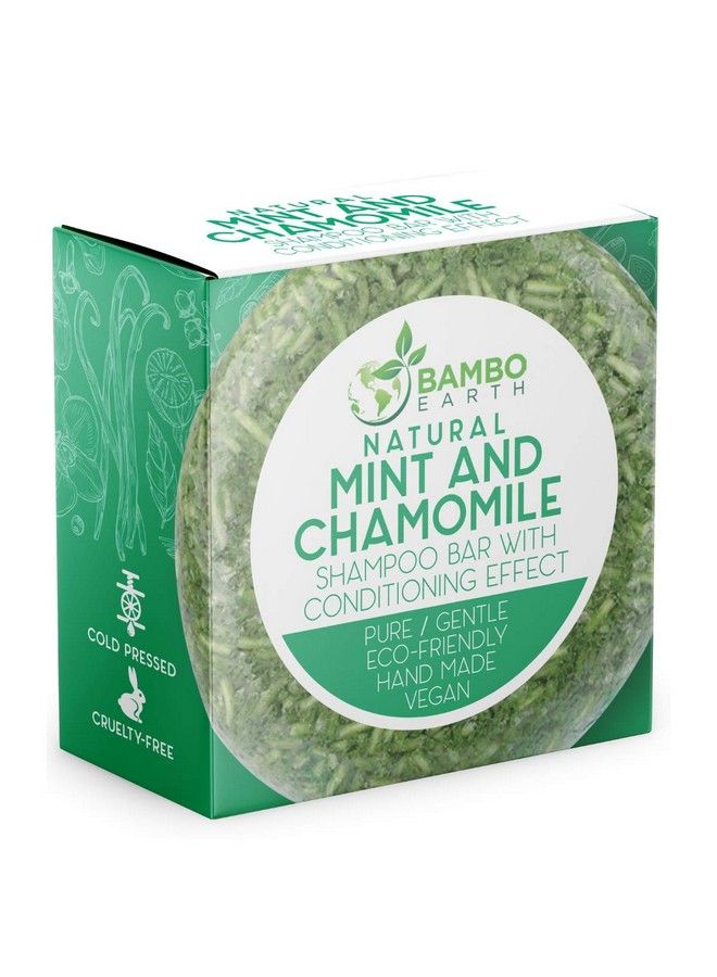 Solid Shampoo Bar And Conditioner Effect Hair Soap 100% Organic Shampoo Bars For Hair With All Natural Plant Based Essential Oils And Zero Waste Biodegradable Packaging (Mint And Chamomile)