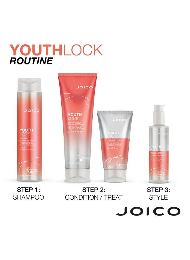 Youthlock Blowout Crème Formulated With Collagen | Youthful Body & Bounce | Strengthen & Protect | Reduce Breakage & Frizz | Soften & Detangle | Boost Shine | Sulfate Free | With Arginine | 6 Fl Oz