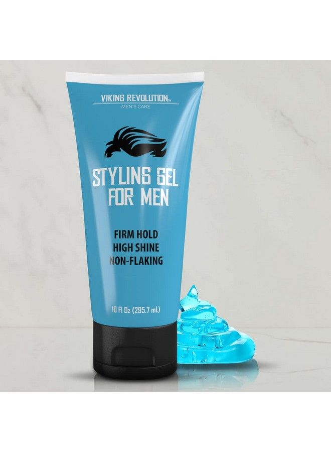 Hair Gel For Men Strong Hold Mens Hair Gel Extra Strenght Styling Gel For Hair Clear Hair Gel Firm Hold Gel Hair High Shine Nonflaking Curly Hair Gel (10Oz)