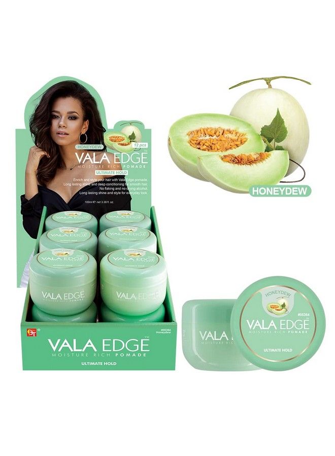 Hair Pomade Vala Edge Control 100Ml 3.38 Fl Oz Strong Ultimate Hold High Shine Easy To Wash Out Made In Korea Beauty Styling Gel (Honeydew Fruity Scent)
