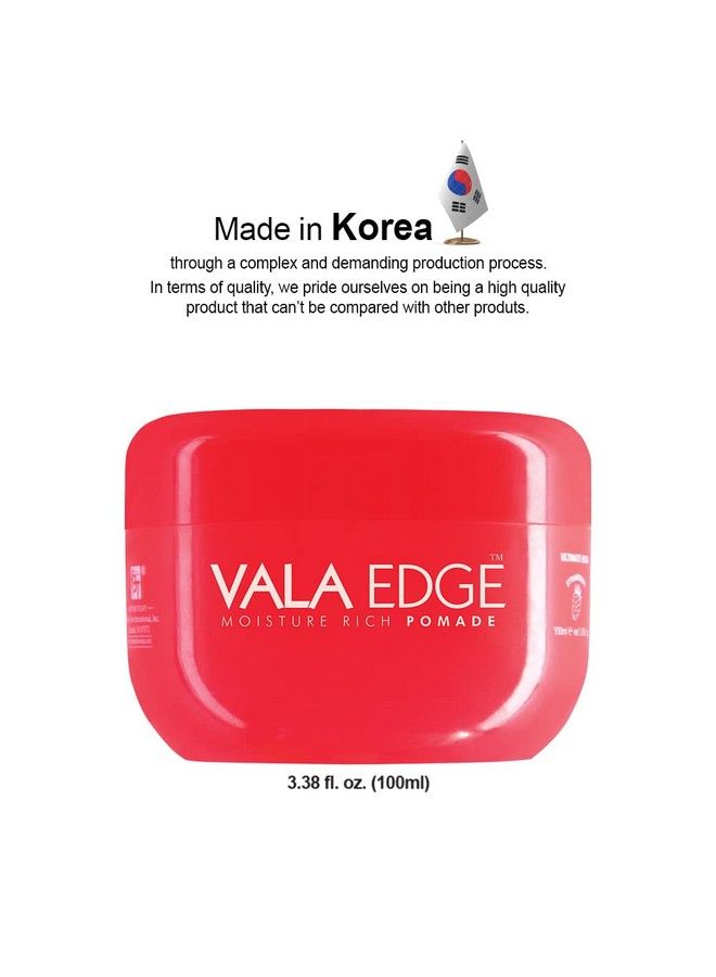 Hair Pomade Vala Edge Control 100Ml 3.38 Fl Oz Strong Ultimate Hold High Shine Easy To Wash Out Made In Korea Beauty Styling Gel (Strawberry Fruity Scent)