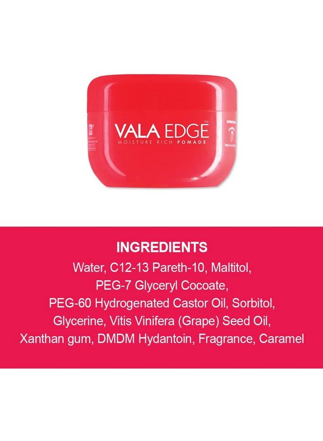 Hair Pomade Vala Edge Control 100Ml 3.38 Fl Oz Strong Ultimate Hold High Shine Easy To Wash Out Made In Korea Beauty Styling Gel (Strawberry Fruity Scent)