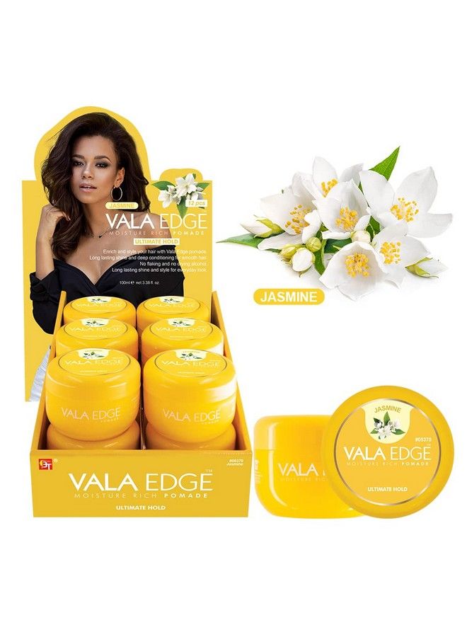 Hair Pomade Vala Edge Control 100Ml 3.38 Fl Oz Strong Ultimate Hold High Shine Easy To Wash Out Made In Korea Beauty Styling Gel (Jasmine Floral Scent)