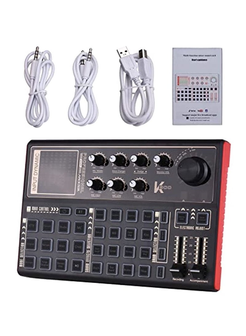 Rechargeable Audio Mixer Sk300 Live Sound Card And Audio Interface Sound Board With Multiple Dj Mixer Effects Voice Changer And Led Light Prefect For Podcasting/Recording/Pc