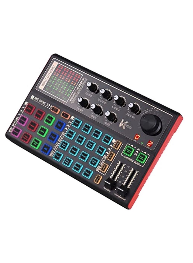 Rechargeable Audio Mixer Sk300 Live Sound Card And Audio Interface Sound Board With Multiple Dj Mixer Effects Voice Changer And Led Light Prefect For Podcasting/Recording/Pc