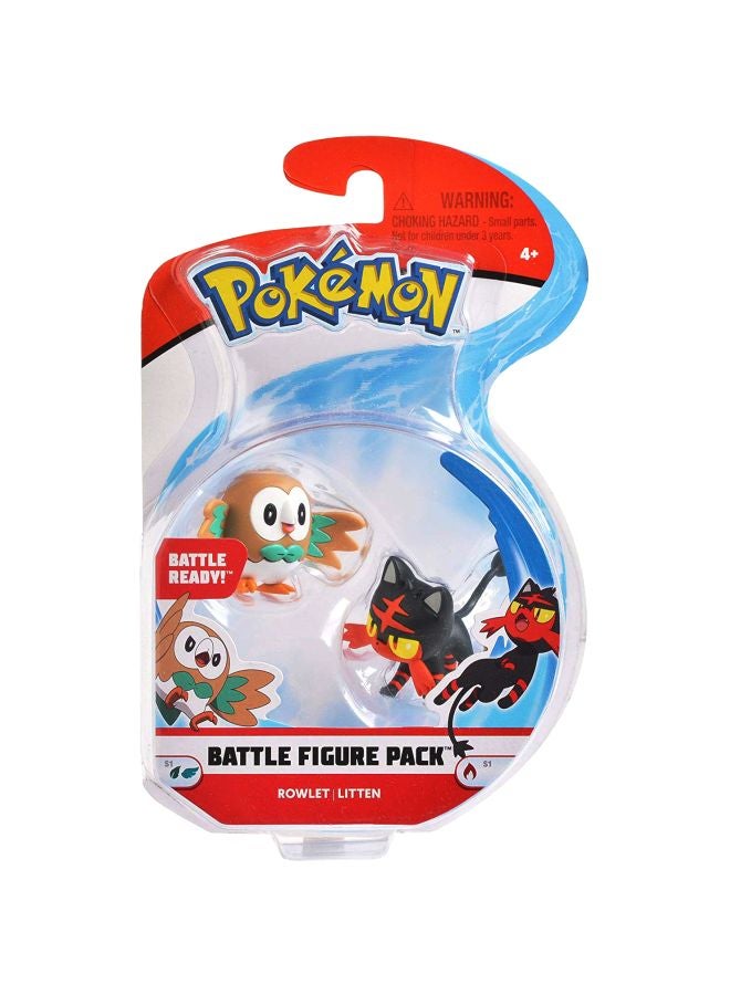 2-Piece Rowlet And Litten Battle Mini Figure Set 95002