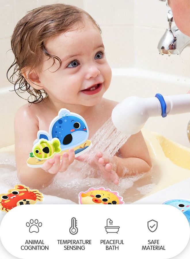 10-PCs Bath Foam Stickers Toys with Mesh Storage Organizer Net, Fun EVA Hanging Bathtub Toy with Suction Pads for Toddler Kid Bathroom Shower Eco-Safe, Fun, Educational for Baby